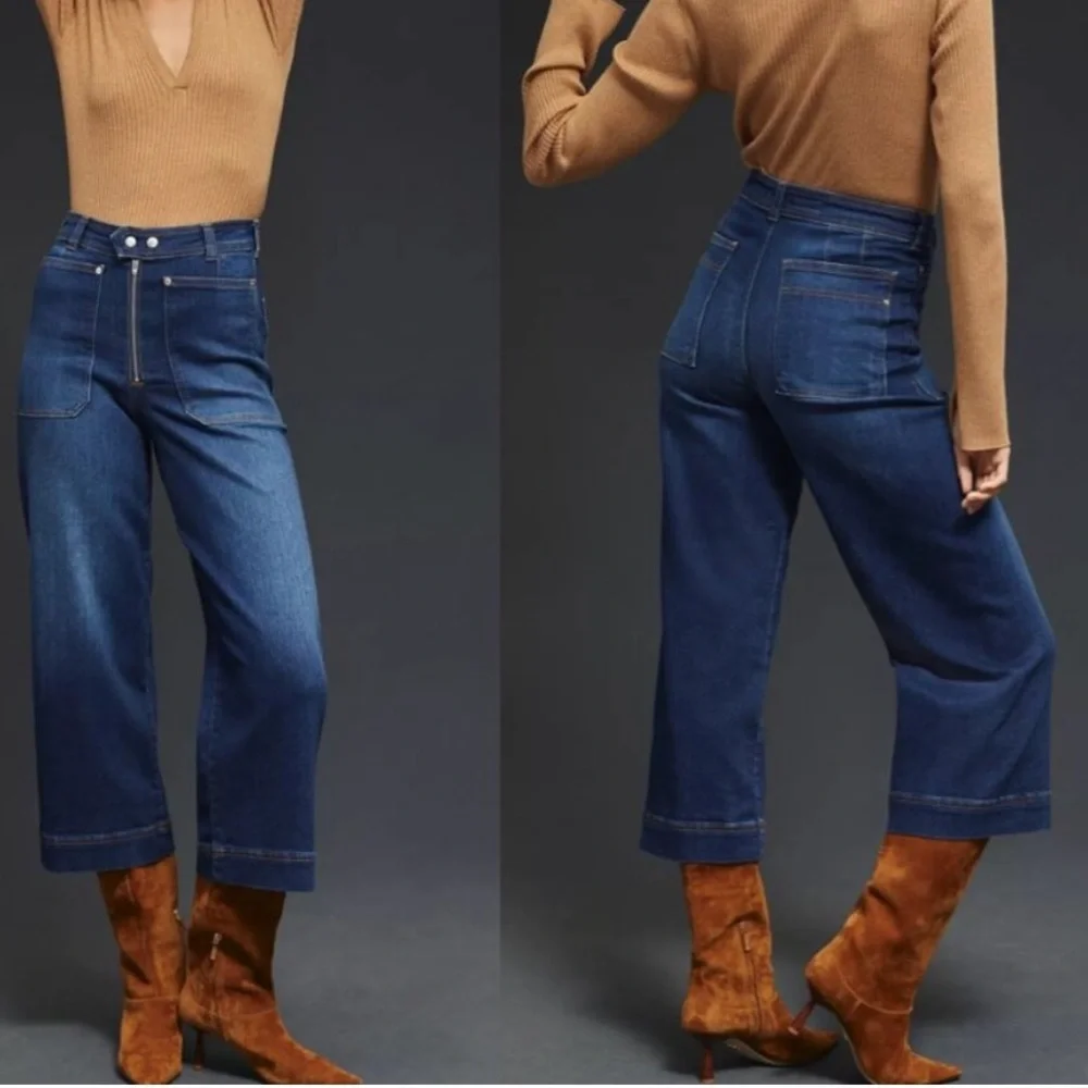 Anthropologie Pilcro Skipper Colette Wide Leg Crop Jeans High Rise Size 28 NWT - Picture 10 of 12